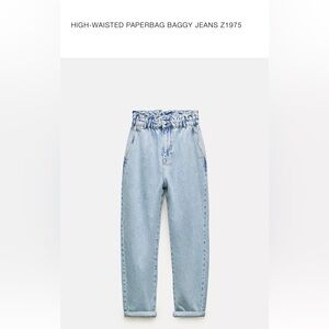 Zara High-Waisted Paperbag Baggy Supersoft Jeans – Light Blue | Size 30 (US 10)